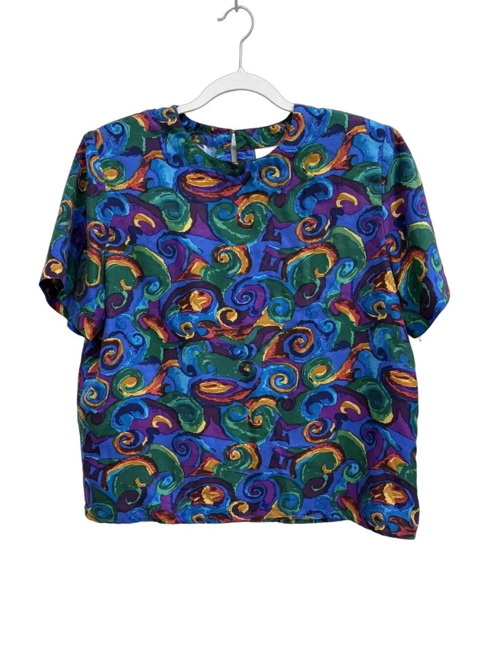 Kim Rogers Multicolor Abstract Print Silk Blouse